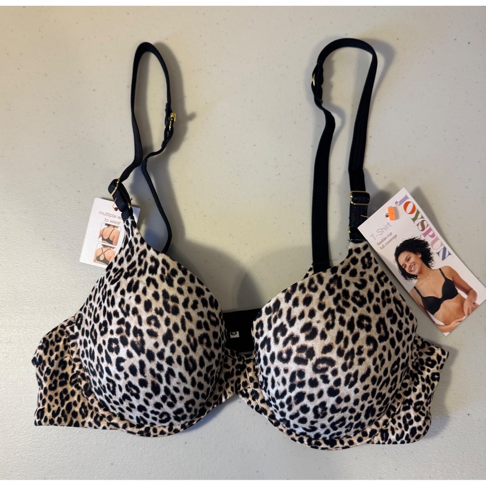 Joyspun T-Shirt Bra Women 34B Leopard‎ Print Convertible Underwire Smoothing NEW
